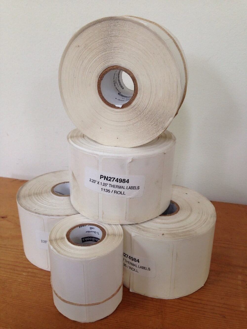 Lot of 5 Rolls 2.25" x 1.25" Thermal Zebra Shipping Labels Approx 1135/roll